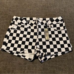 NEW w/Tags Checkered White Black Denim Shorts, size 2